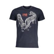 Cavalli Class Tryck Logo Rund Hals T-shirt Blue, Herr