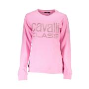 Cavalli Class Rosa Sweatshirt med Strass Logo Pink, Dam