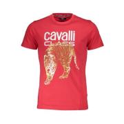 Cavalli Class Tryckt Logot-shirt Kortärmad Rund Hals Red, Herr