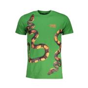 Cavalli Class Tryckt Logotyp Rund Hals T-shirt Green, Herr