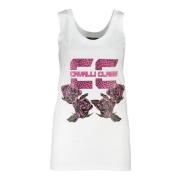 Cavalli Class Stilren Logo Print Tank Top White, Dam