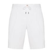 Boggi Milano Stretch Bomull Sommar Bermuda Shorts White, Herr