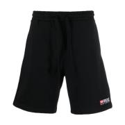 Diesel Sportiga Svarta Crown-Div Broderade Shorts Black, Herr