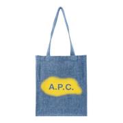 A.p.c. Lou Tote Bag Light Blue Blue, Dam