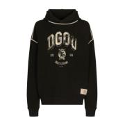 Dolce & Gabbana Svart Fronttryck Hoodie Tröjor Black, Herr