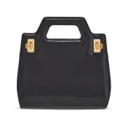 Salvatore Ferragamo Gancini Tote Väska Svart Läder Black, Dam