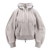 Sacai Bomull Hoodie med dragkedjefickor Gray, Dam