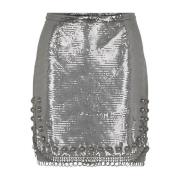 Paco Rabanne Silver Metallic Stickad Minikjol Gray, Dam