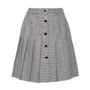 Alessandra Rich Grå Plisserad Houndstooth Kjol Gray, Dam