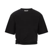 Paco Rabanne Svart Crop T-shirt med Guld Ring Black, Dam