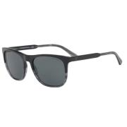 Emporio Armani Svarta Acetat Solglasögon för Män Black, Herr