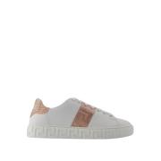 Versace Vit/Rosa Sneakers - Mocka Läder - Snörning White, Dam