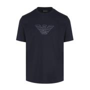 Emporio Armani Bomull T-shirt med branding i marinblå Blue, Herr