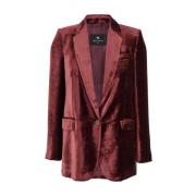 Etro Bordeaux Velvet Blazer Jacka Red, Dam