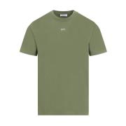 Off White Grön Bomull T-shirt med Ikonisk Pil Green, Herr