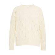 Mauro Grifoni Vit Perforerad Stickad Tröja Aw24 Beige, Dam