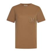 Max Mara Kamel Bomull T-shirt med Bröstficka Brown, Dam