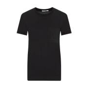 Max Mara Svart Bomull T-shirt med Ficka Black, Dam