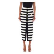 Balmain Ränder Midi Kjol Nero Bianco Multicolor, Dam