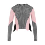 Alexander McQueen Elegant Svart Houndstooth Tröja Multicolor, Dam