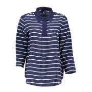 Gant Blå 3/4 Ärm Polo Tröja Blue, Dam