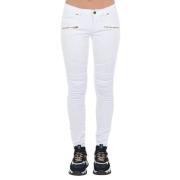 Frankie Morello Chic Biker Stretch Denim Jeans White, Dam