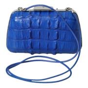 Balenciaga Elektrisk Blå Krokodilskinn Clutch Blue, Dam