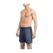 Bikkembergs Blå Tryckta Badshorts Stilfull Splash Blue, Herr