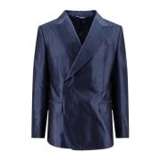 Dolce & Gabbana Silkesatin Dubbelknäppt Blazer Blue, Herr