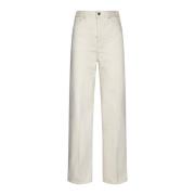 TotêMe Ecru Wide Leg Denim Jeans Beige, Dam