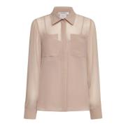 Max Mara Puderrosa Silke Sheer Skjorta Pink, Dam