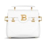 Balmain B-Buzz 23 väska i krokodileffekt-präglat läder White, Dam