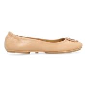 Tory Burch Läder Ballettflats Elastisk Tålinje Brown, Dam