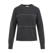 Peserico Lurex Banda Crewneck Sweater Black, Dam