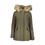 Woolrich Grön Huva Jacka med Avtagbar Päls Green, Dam