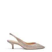 Stuart Weitzman Elegant Slingback Pump med V-Cut Vamp Beige, Dam