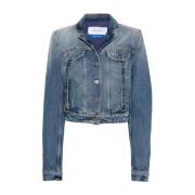 Off White Vintage Denim Cargo Jacka Blue, Dam