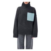 JW Anderson Mörkgrå Stickad Turtleneck Tröja Gray, Dam