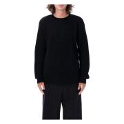 Jil Sander Svart Ribbstickad Rundhals Tröja Black, Herr