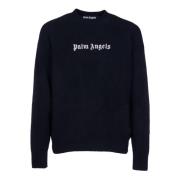 Palm Angels Svarta Sweaters med Pinafore Metal Black, Herr