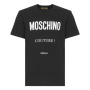 Moschino Svart Bomull T-shirt med Logotyptryck Black, Herr