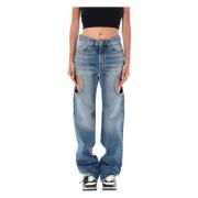 Off White Vintage Blue Meteor Cut-Out Jeans Blue, Dam