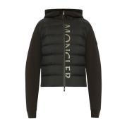 Moncler Svart Tröja med Dunfyllda Paneler Black, Dam