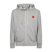 Comme des Garçons Grå Logo Dragkedja Bomull Huvtröja Sweater Gray, Her...