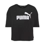 Puma Cropped Logo Tee Black, Dam