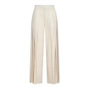 Alice + Olivia Wide Leg Pltd Trousers Beige, Dam