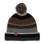 Gallo Svart Ull Kashmir Beanie med Ränder Multicolor, Unisex