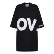 Moschino Svart Love Print T-shirt Klänning Black, Dam