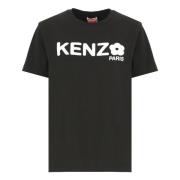 Kenzo Svart Blommönstrad T-shirt Black, Dam