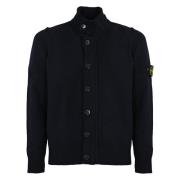 Stone Island Blå Ull Cardigan Dragkedja Tröja Blue, Herr